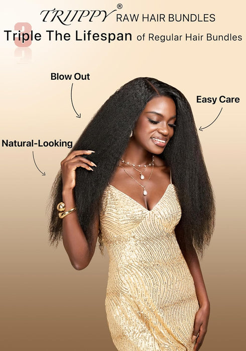 Raw hair bundles kinky straight